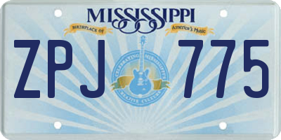 MS license plate ZPJ775