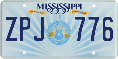 MS license plate ZPJ776
