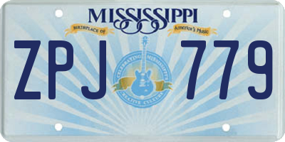 MS license plate ZPJ779