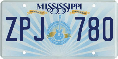 MS license plate ZPJ780