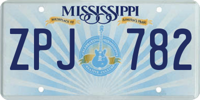 MS license plate ZPJ782