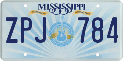 MS license plate ZPJ784
