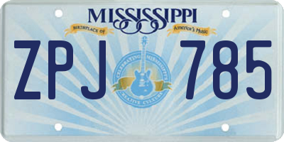 MS license plate ZPJ785