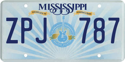MS license plate ZPJ787