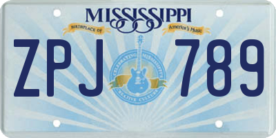 MS license plate ZPJ789