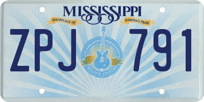 MS license plate ZPJ791