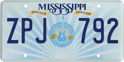 MS license plate ZPJ792