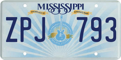 MS license plate ZPJ793