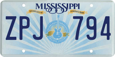 MS license plate ZPJ794