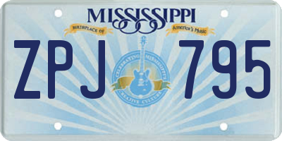 MS license plate ZPJ795