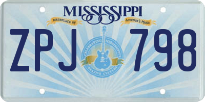 MS license plate ZPJ798