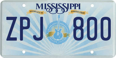MS license plate ZPJ800