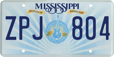 MS license plate ZPJ804