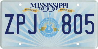 MS license plate ZPJ805
