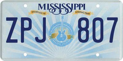 MS license plate ZPJ807