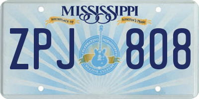 MS license plate ZPJ808
