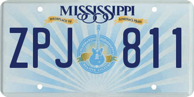 MS license plate ZPJ811