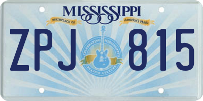 MS license plate ZPJ815