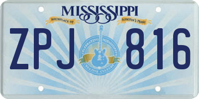 MS license plate ZPJ816