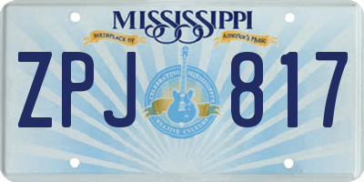 MS license plate ZPJ817