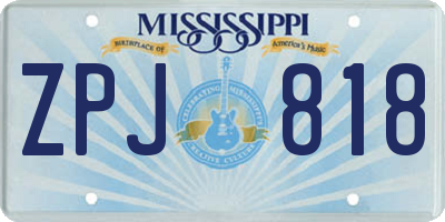MS license plate ZPJ818
