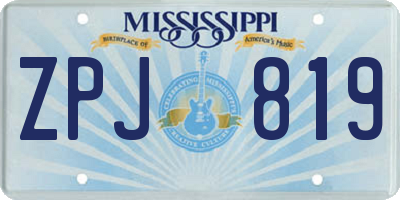 MS license plate ZPJ819