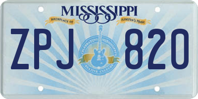 MS license plate ZPJ820
