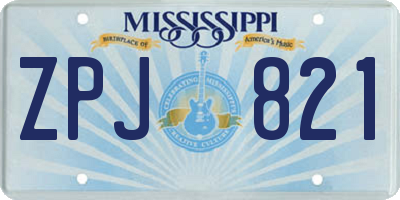 MS license plate ZPJ821