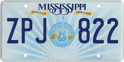 MS license plate ZPJ822