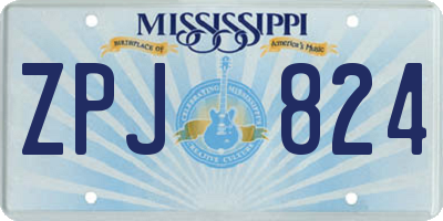 MS license plate ZPJ824