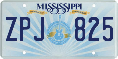 MS license plate ZPJ825