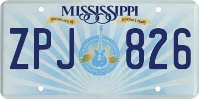 MS license plate ZPJ826