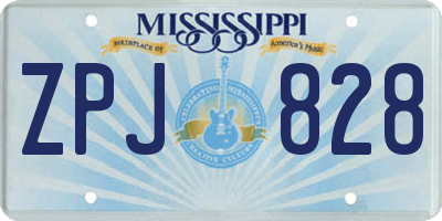 MS license plate ZPJ828