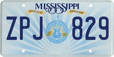 MS license plate ZPJ829
