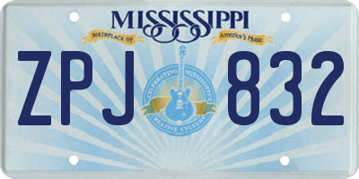 MS license plate ZPJ832