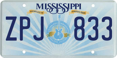 MS license plate ZPJ833