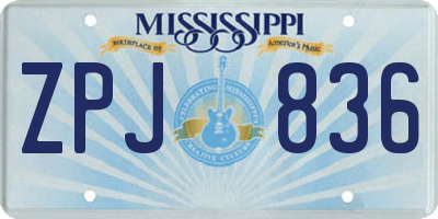 MS license plate ZPJ836