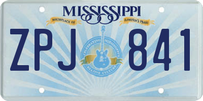 MS license plate ZPJ841