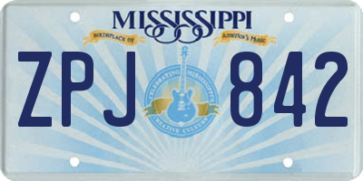 MS license plate ZPJ842