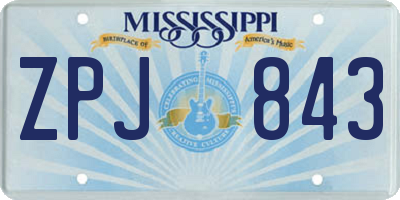 MS license plate ZPJ843