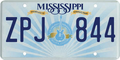 MS license plate ZPJ844