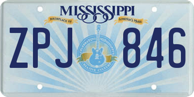 MS license plate ZPJ846