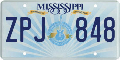 MS license plate ZPJ848