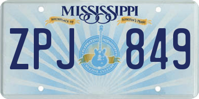 MS license plate ZPJ849