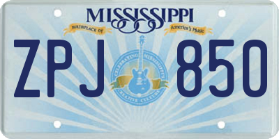 MS license plate ZPJ850