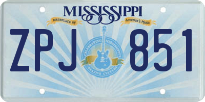 MS license plate ZPJ851