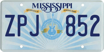 MS license plate ZPJ852