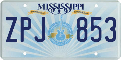 MS license plate ZPJ853