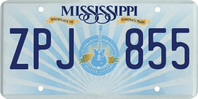 MS license plate ZPJ855