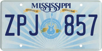 MS license plate ZPJ857